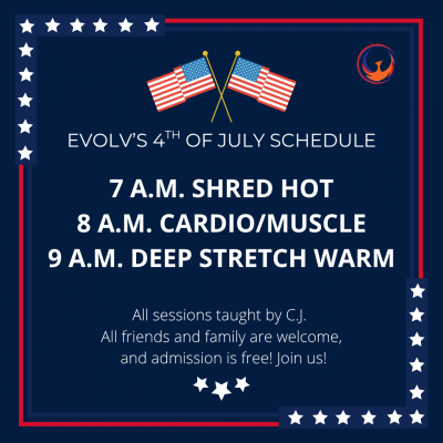 evolv's fourth of july fitness class schedule